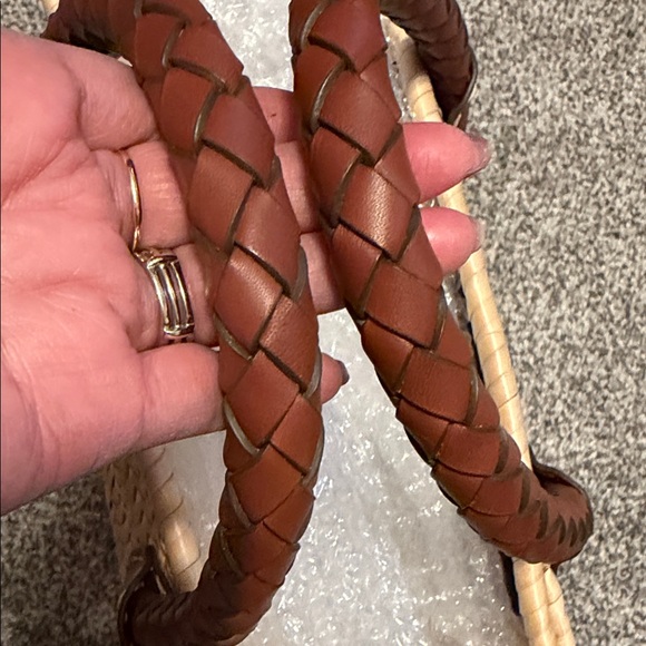 Miu Miu Straw Tote with Red Embroidered Logo and Brown Braided Handles - Picture 2 of 4